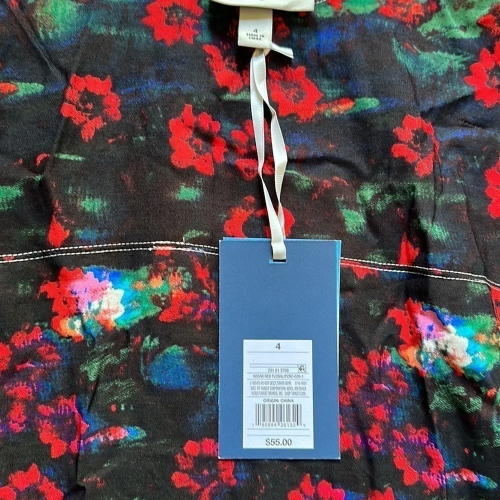 NWT RACHEL COMEY × TARGET Kodak Red Floral Print Volume 3/4 Sleeve dress
